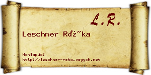 Leschner Réka névjegykártya